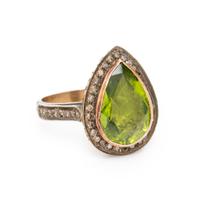 PERIDOT AND COLORED DIAMOND RING