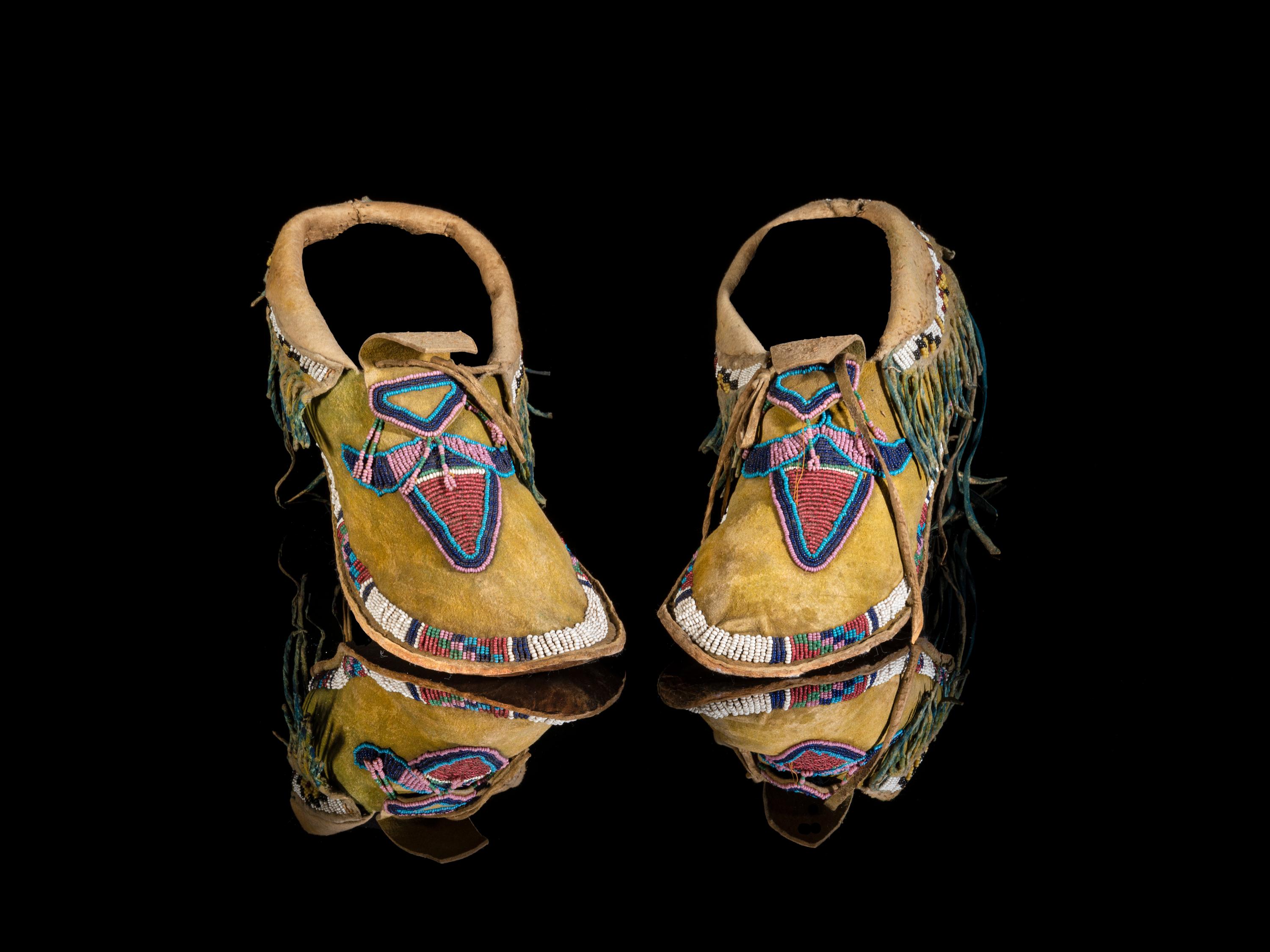 Kiowa Beaded Hide Moccasins