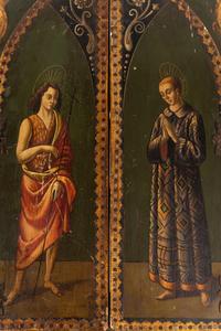 A Continental Painted Altar Triptych