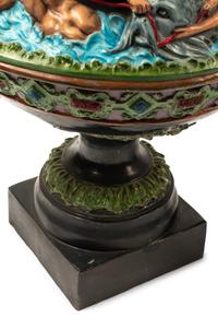 A Pair of Neoclassical Style Polychrome Bronze Urns