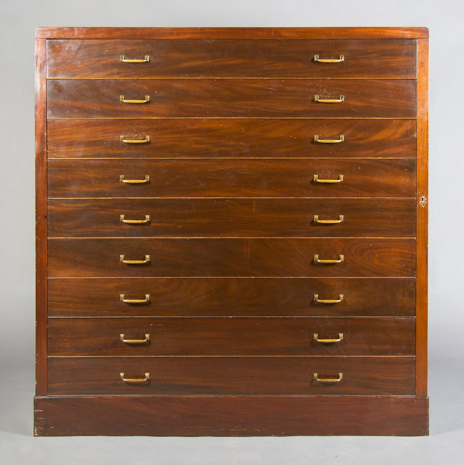 An American Wellington Style Chest of Drawers, Height 57 x width 54 x depth 24 inches.