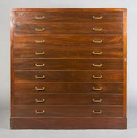 An American Wellington Style Chest of Drawers, Height 57 x width 54 x depth 24 inches.