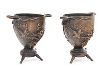 Two Grand Tour Bronze Cups by Auguste-Nicolas Cain (French, 1821-1894)