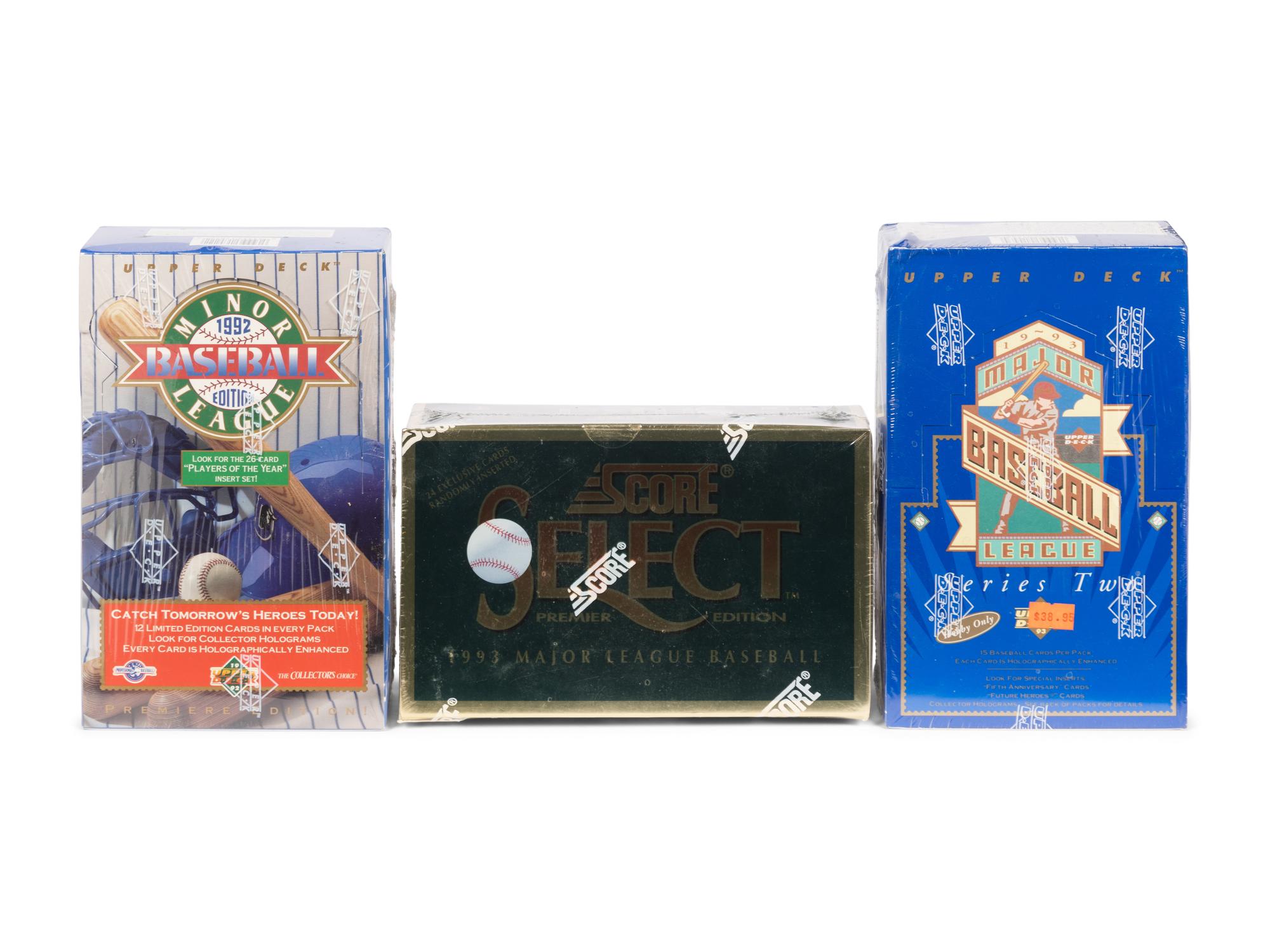 A Group of Three Factory Sealed Boxes of Baseball Cards (Possible Derek Jeter Rookie Cards),