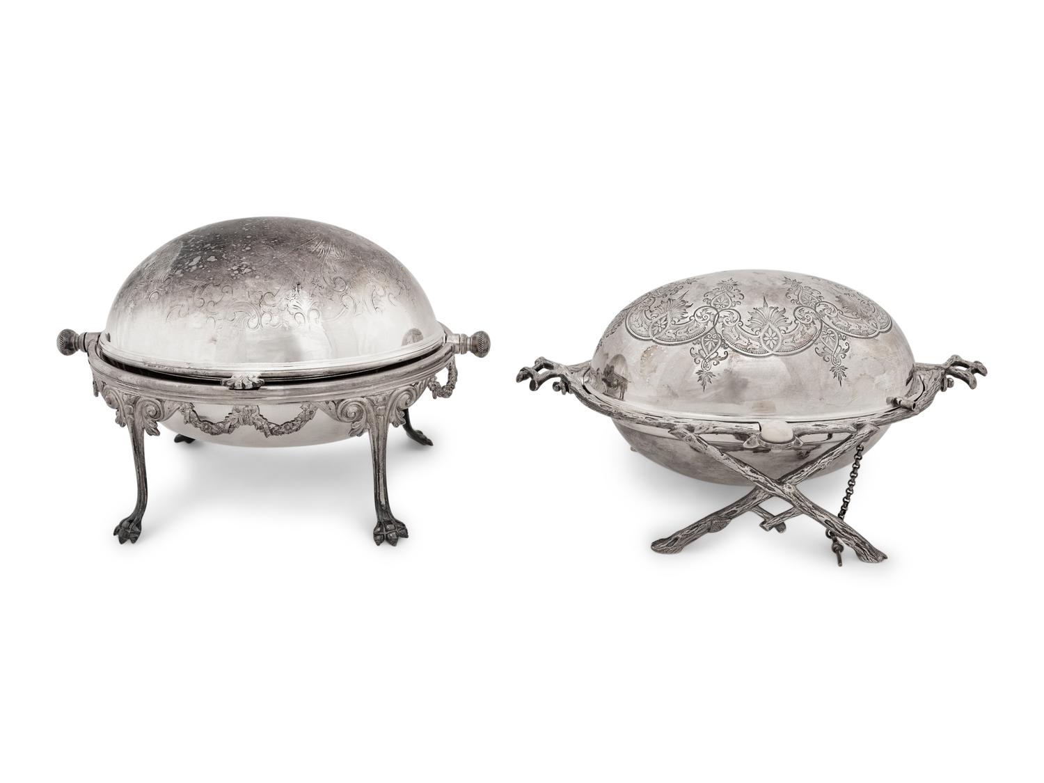 A Group of English Five Silver-Plate Serving Pieces