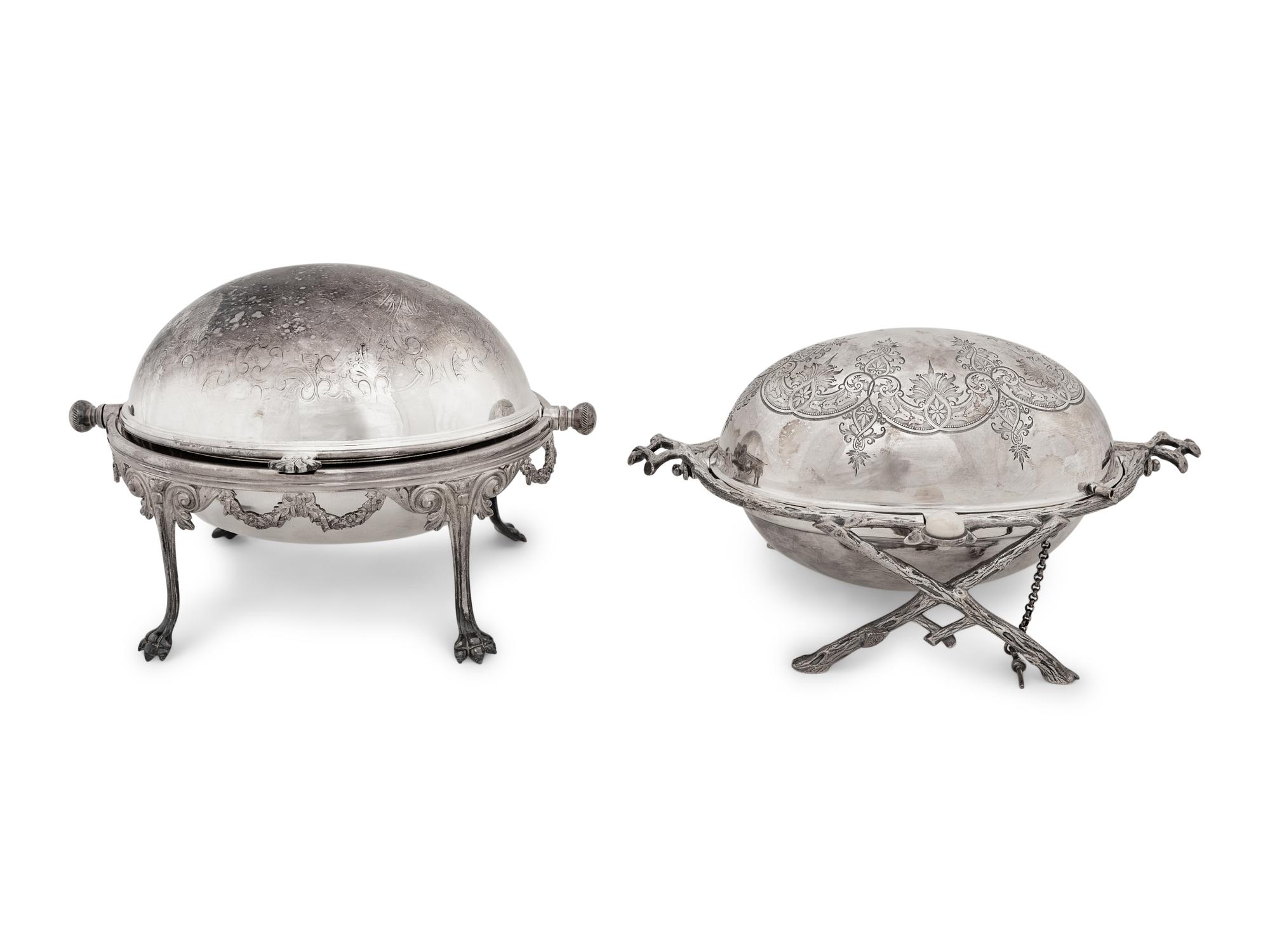 A Group of English Five Silver-Plate Serving Pieces