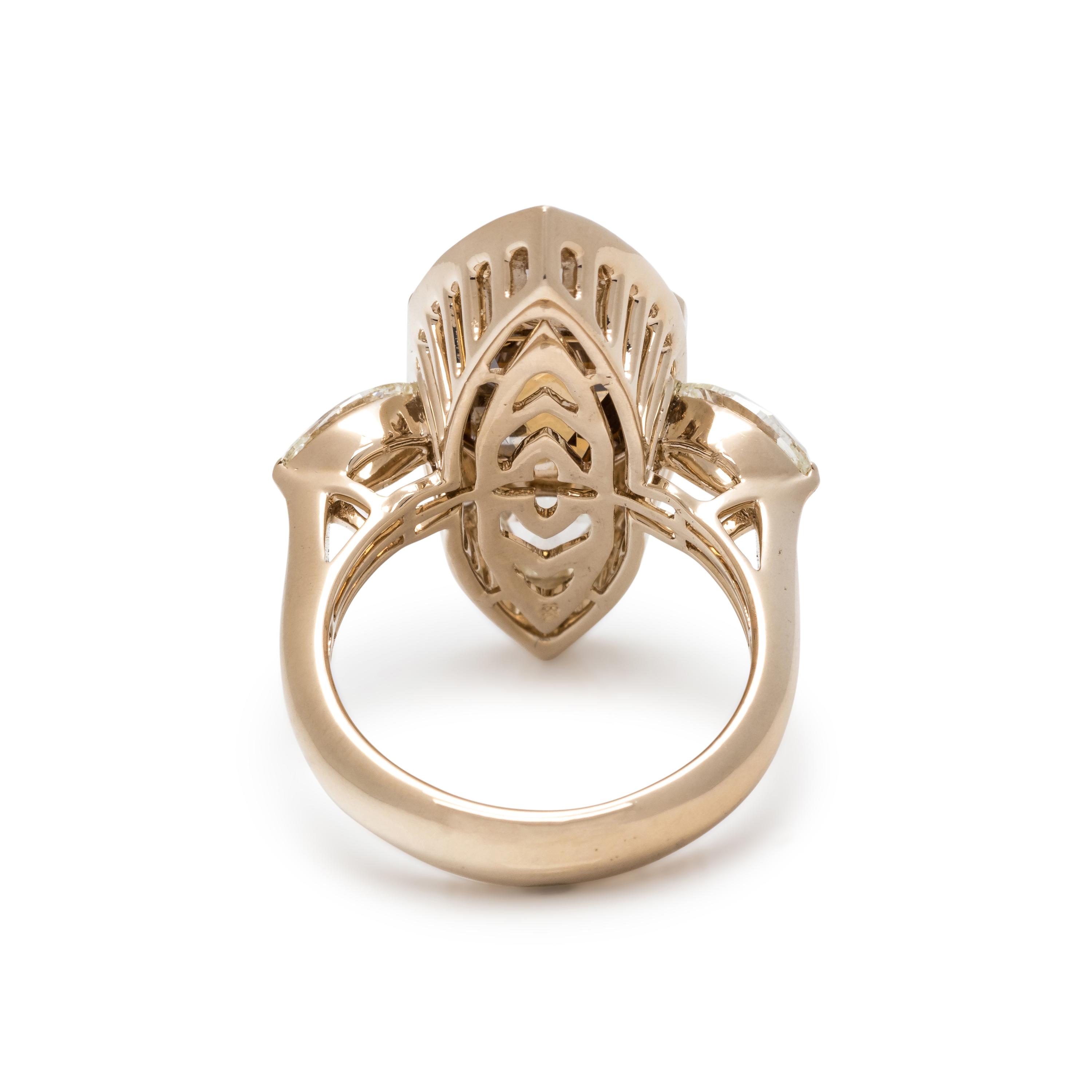 FANCY DEEP BROWN-YELLOW DIAMOND AND DIAMOND RING
