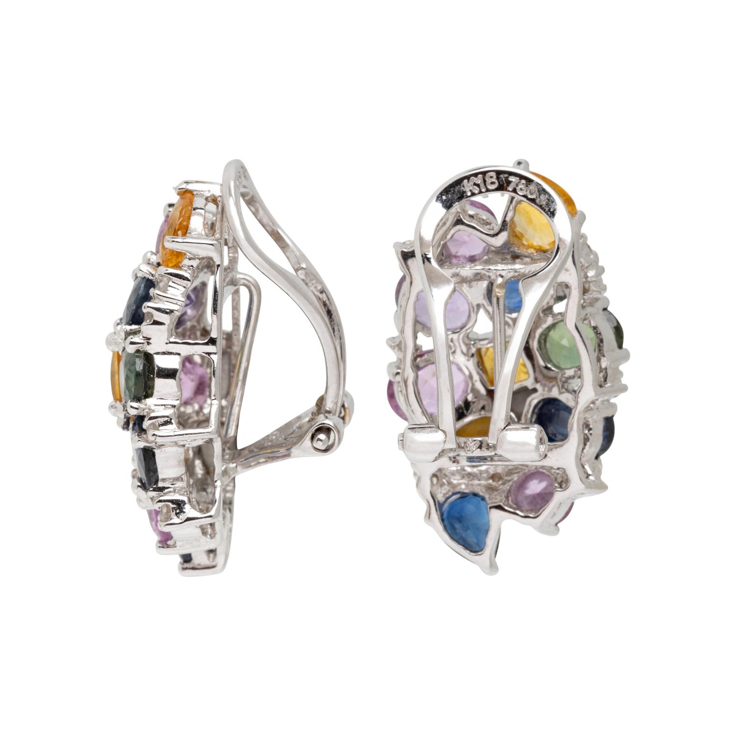 MULTICOLOR SAPPHIRE AND DIAMOND EARRINGS AND NECKLACE