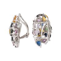 MULTICOLOR SAPPHIRE AND DIAMOND EARRINGS AND NECKLACE