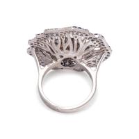 CULTURED PEARL, SAPPHIRE AND DIAMOND RING