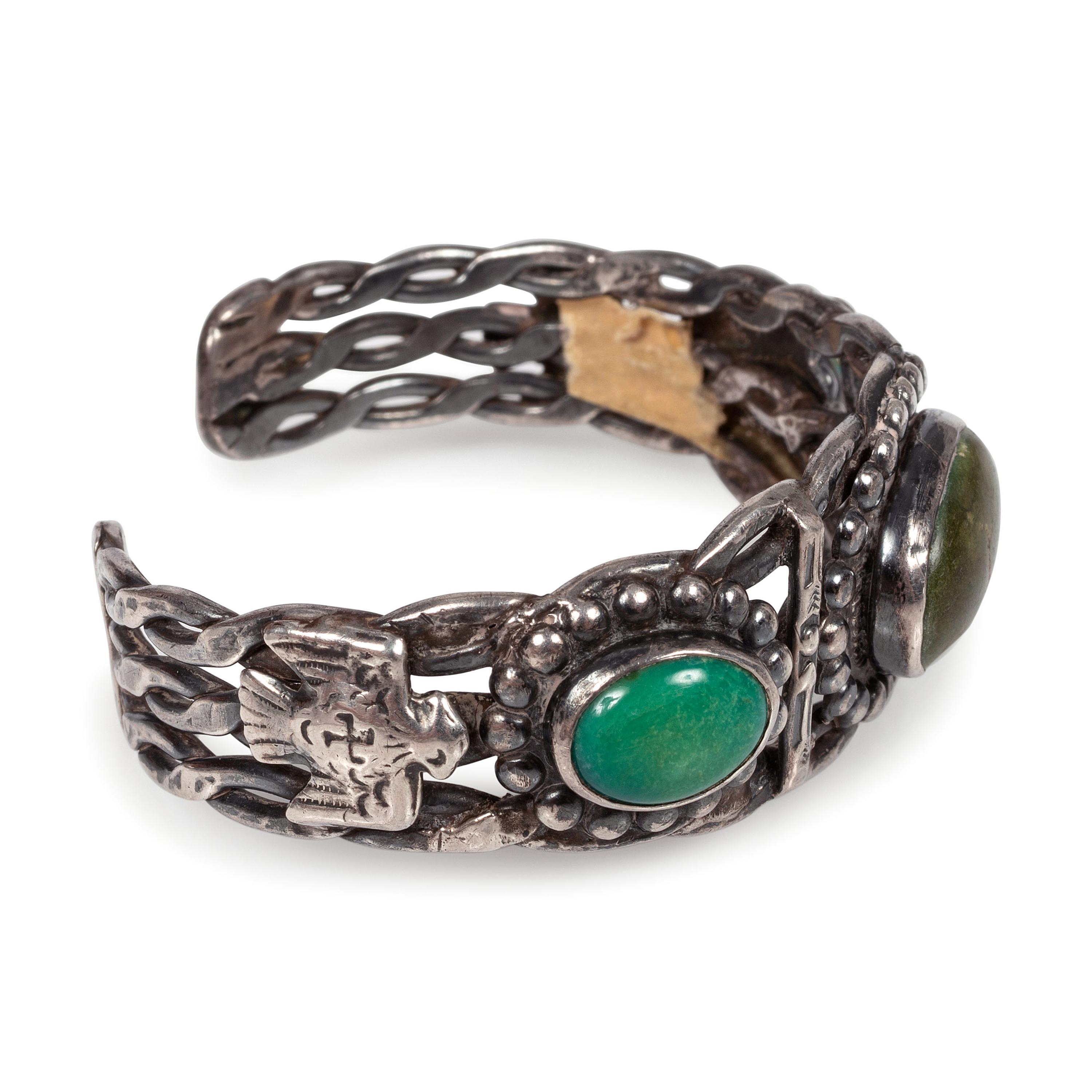 Southwestern-Style Silver and Turquoise Cuff Bracelet