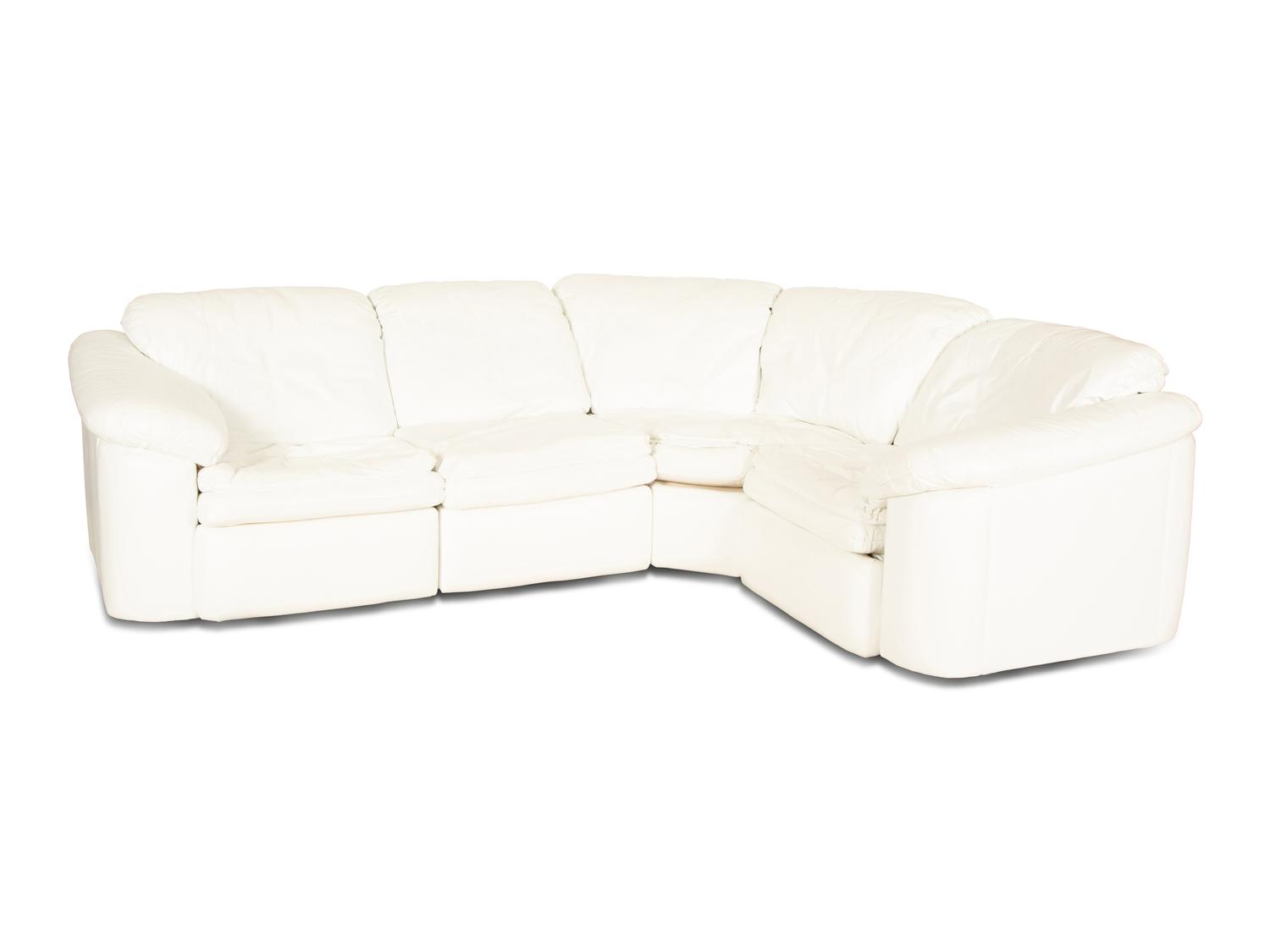A Contemporary White Leather Sectional Sofa