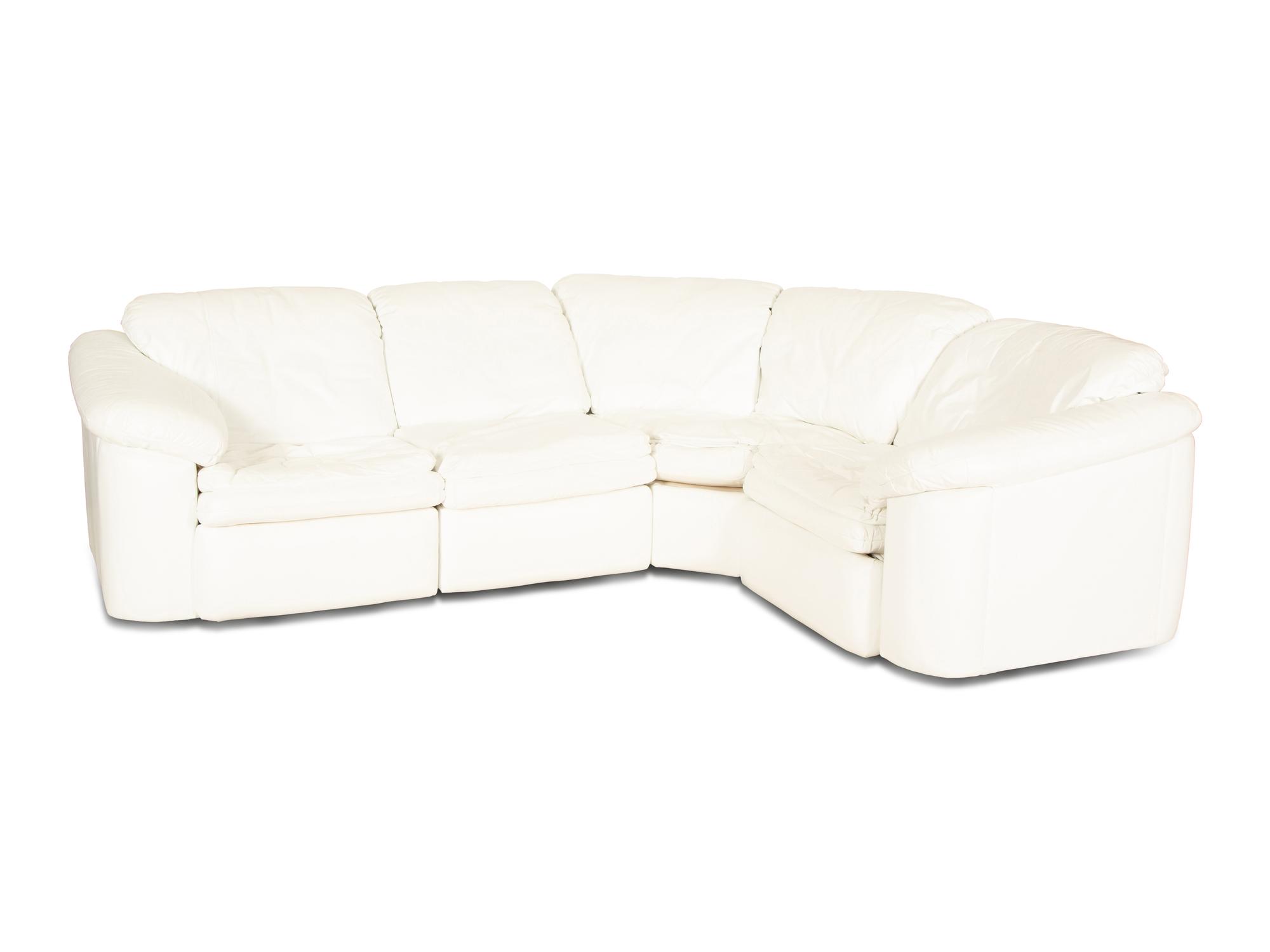 A Contemporary White Leather Sectional Sofa