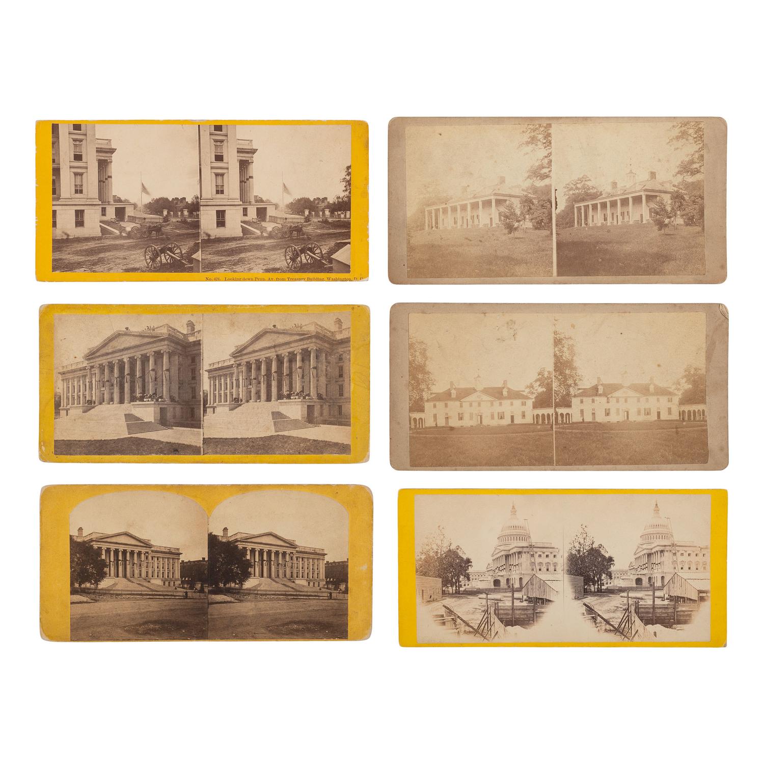 [Early Photography] Group of 110 Stereoviews of Washington, DC, and Boston, incl. Landmarks and Monuments