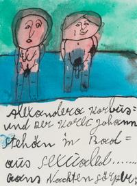 Alexandra Korbus und der Korec Johann Stehoen im Bad (Alexandra Korbus and Korec Johann Standing in the Bath)