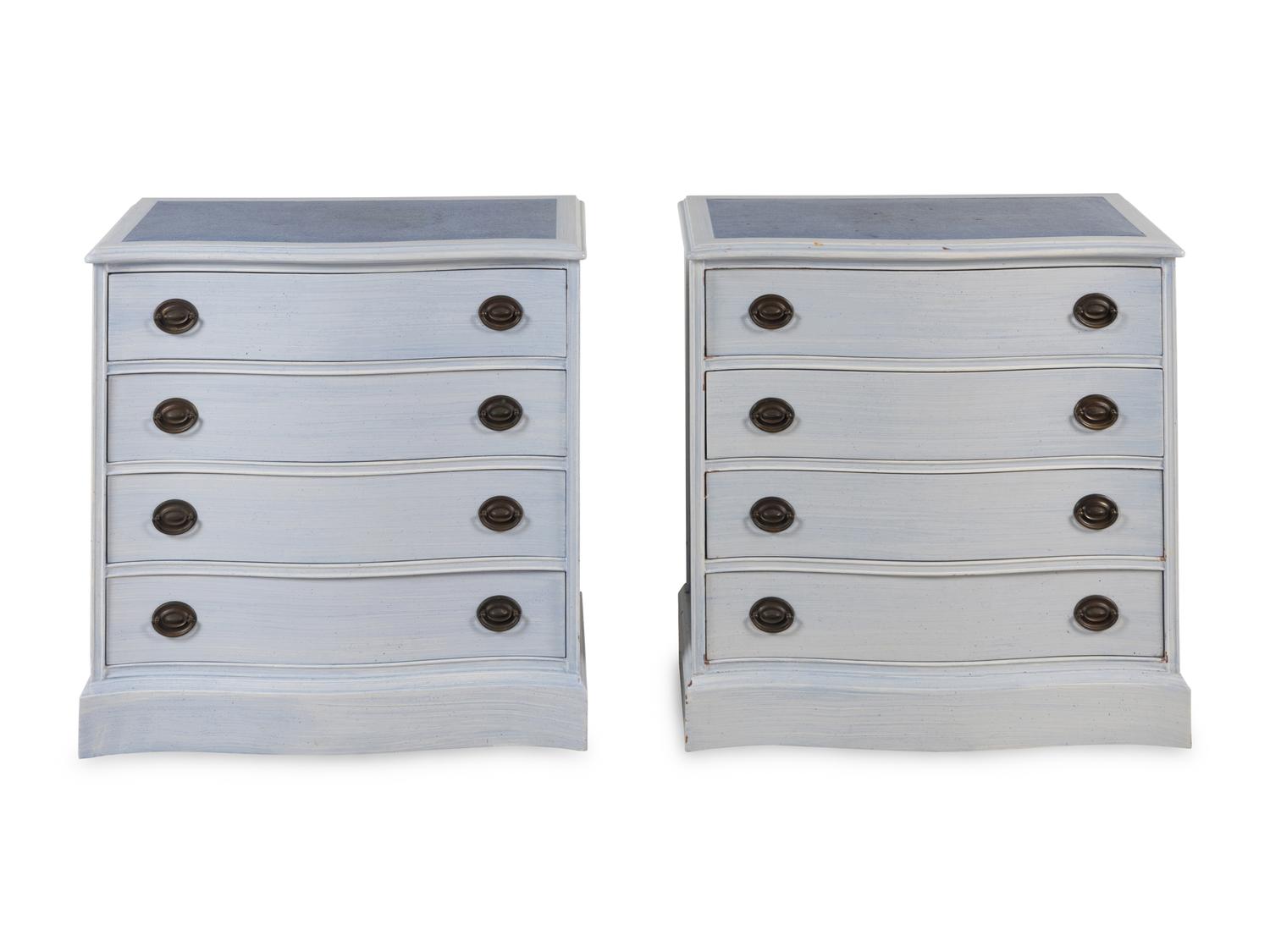 A Pair of Blue Painted Chests of Drawers