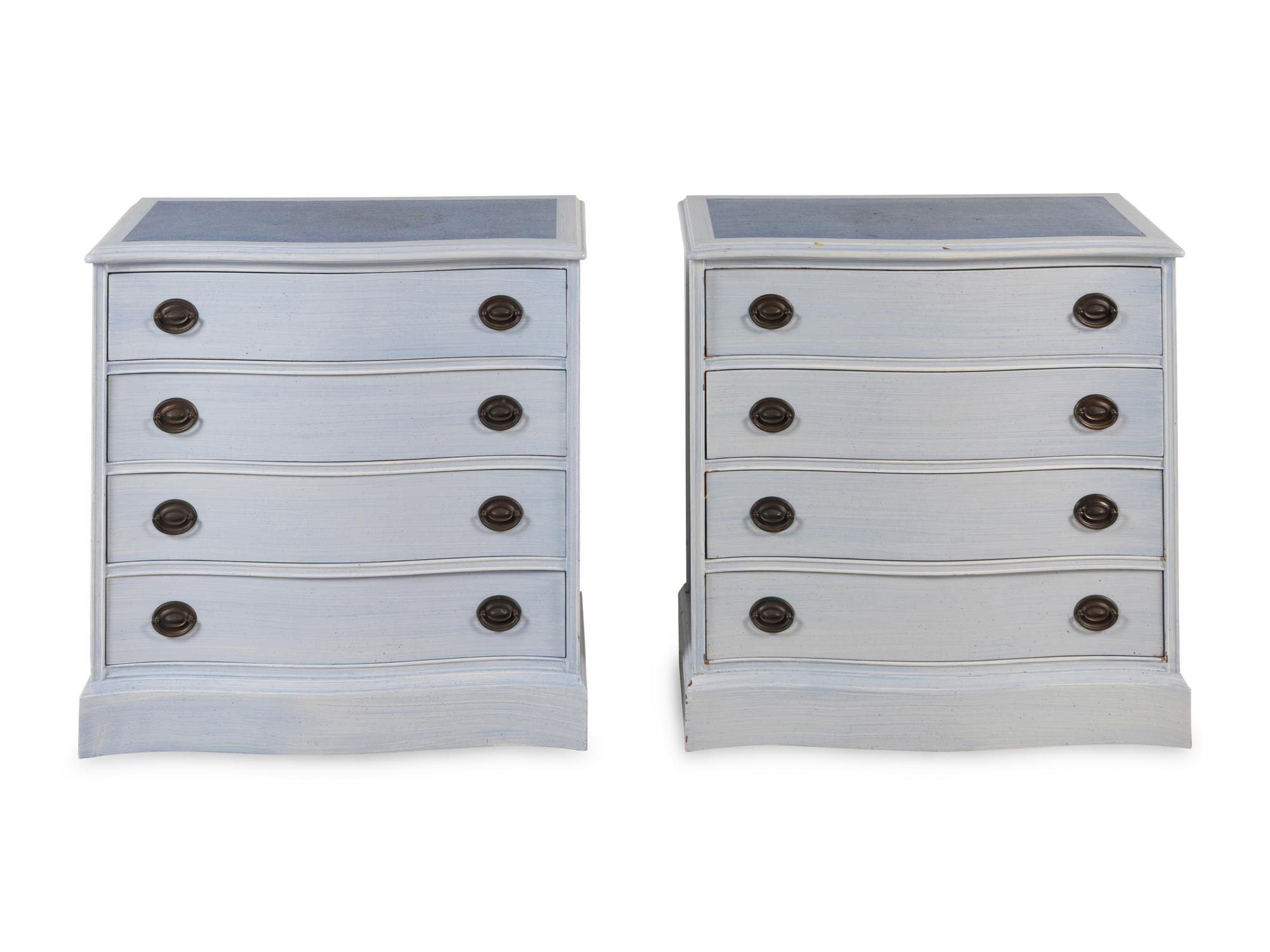A Pair of Blue Painted Chests of Drawers