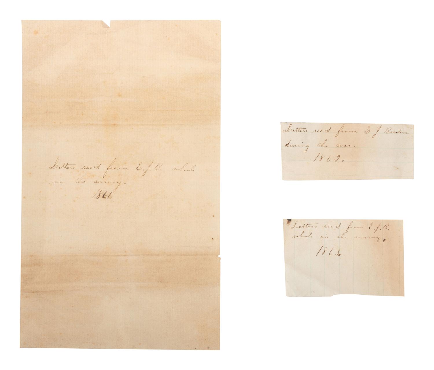 [CIVIL WAR]. War-date letters of Corporal Edwin J. Barden, 7th Regiment Connecticut Volunteer Infantry, combat soldier and later clerk at Headquarters Department of the South, Headquarters X Corps, and Headquarters US Army, Office of Chief Commissary.