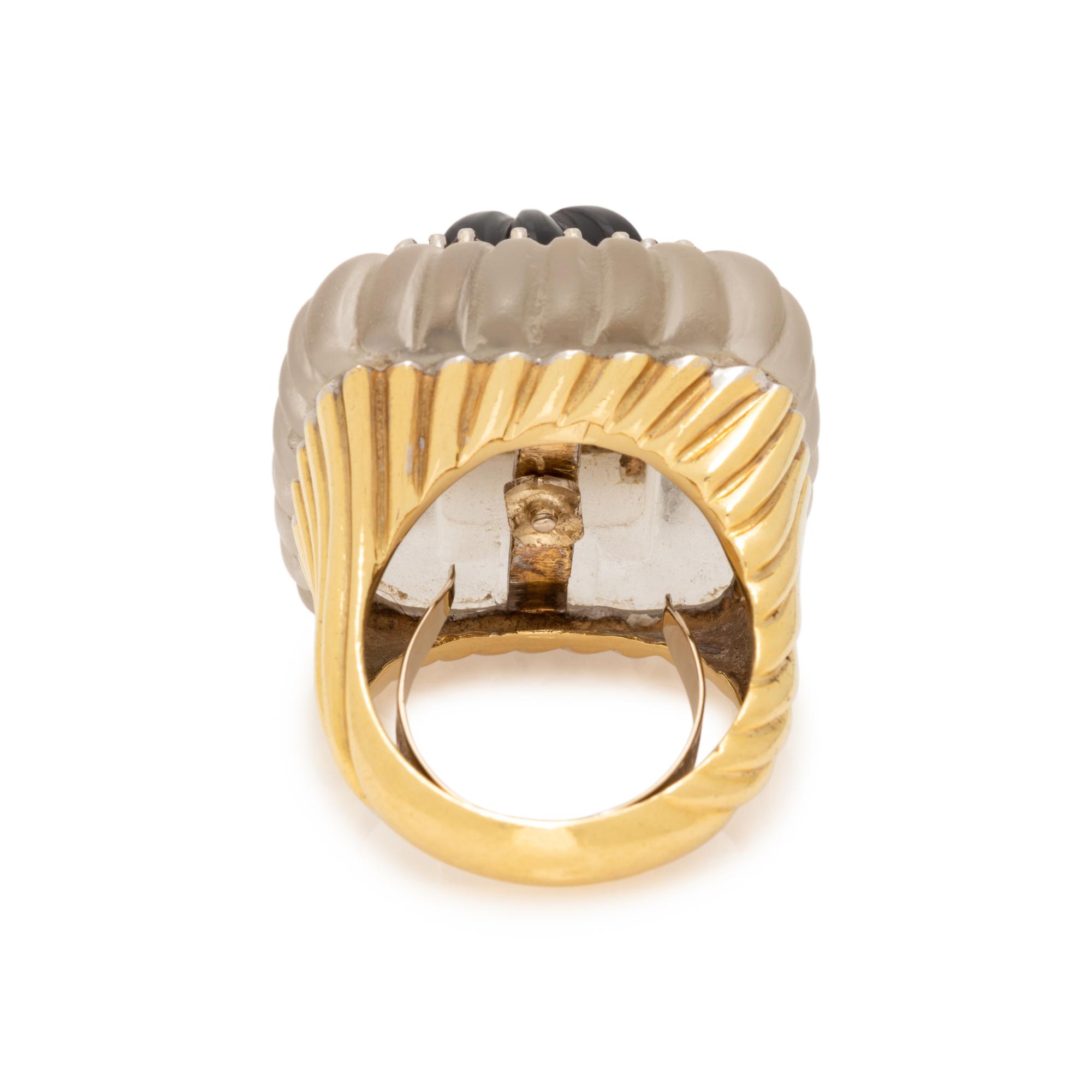 HARDSTONE AND DIAMOND RING