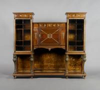 A Regency Style Gilt Metal Mounted Mahogany Cabinet, Height 54 1/2 x width 60 3/4 x depth 15 1/2 inches.