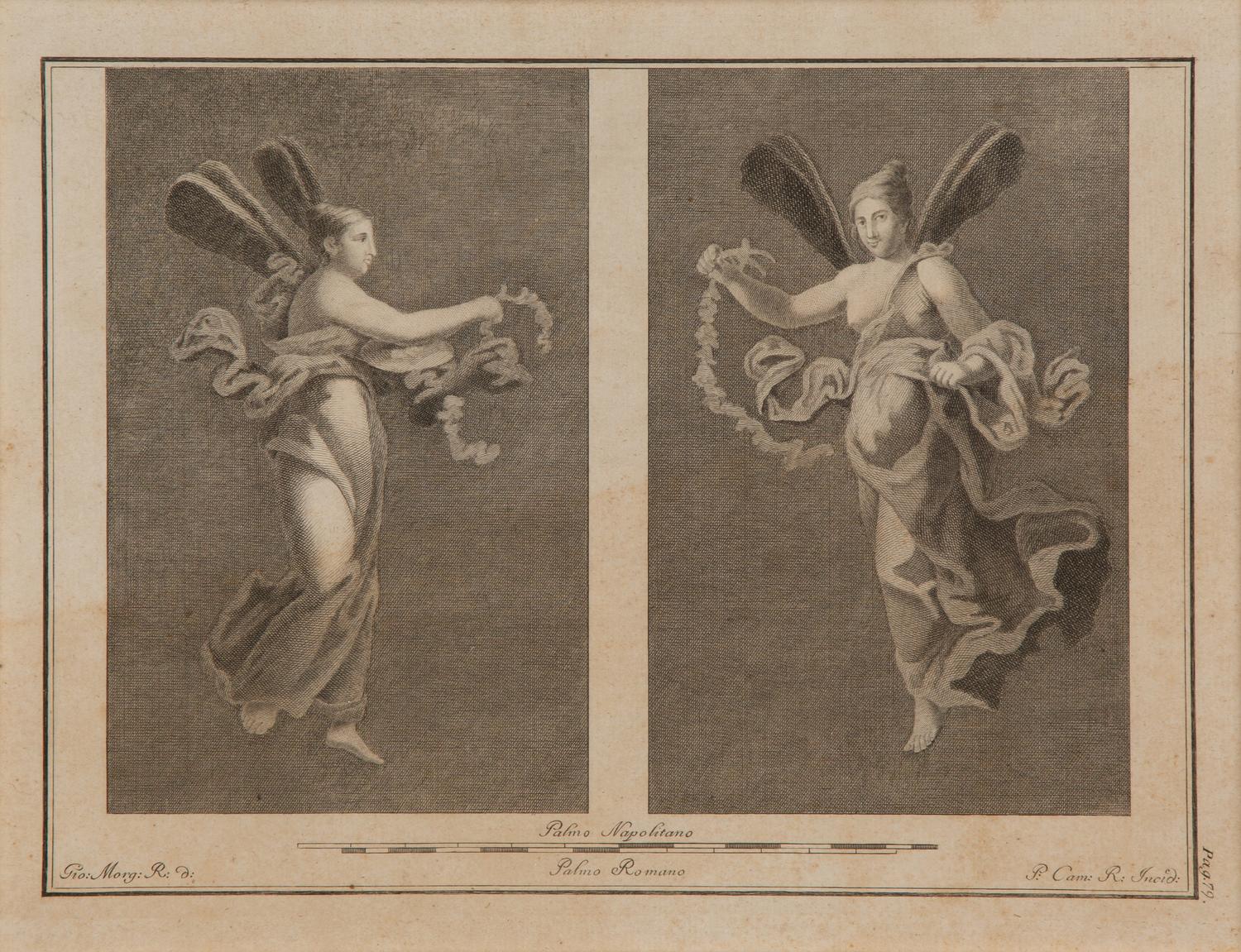 A Pair of Italian Engravings in Parcel Gilt and Ebonized Frames — 18TH CENTURY