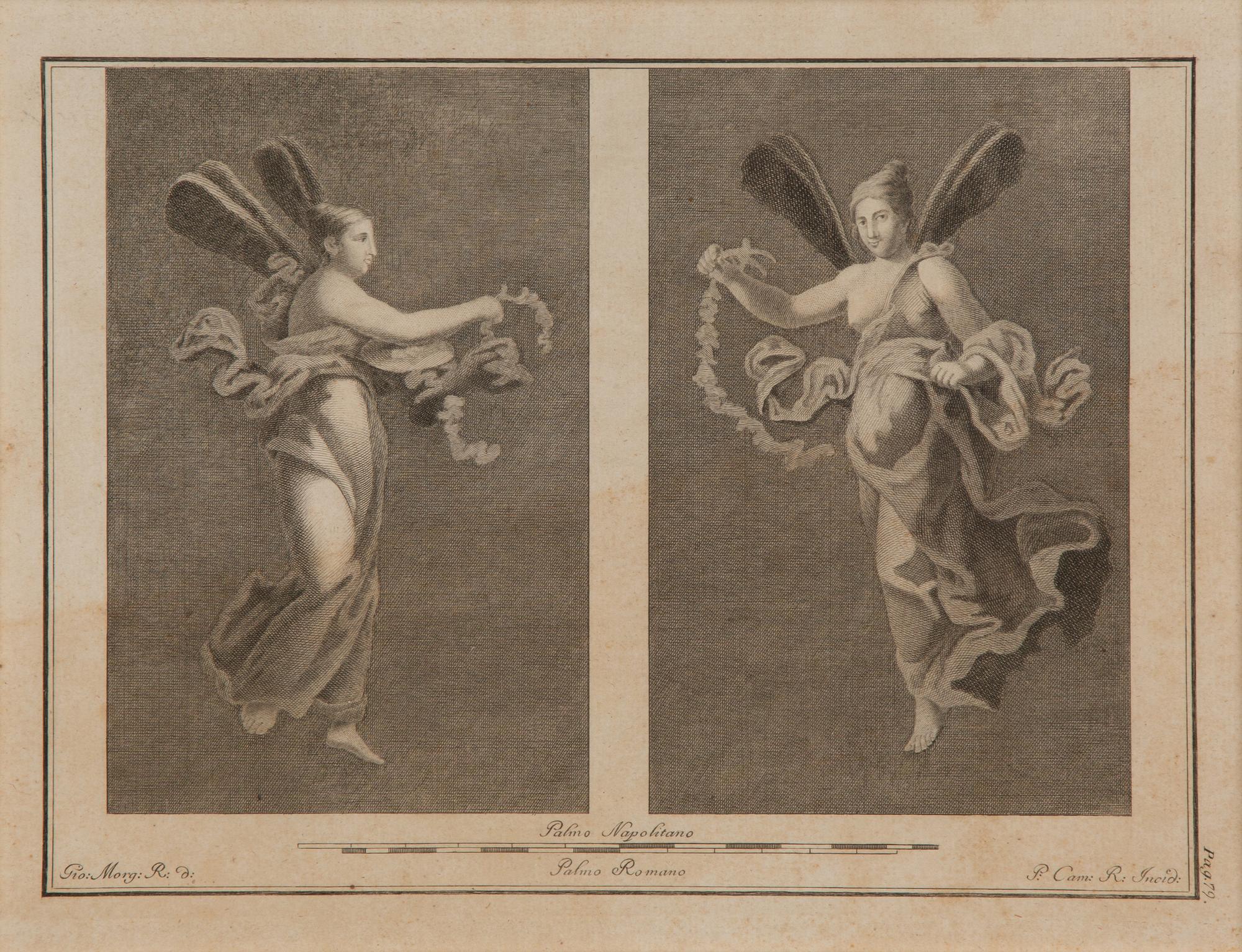 A Pair of Italian Engravings in Parcel Gilt and Ebonized Frames — 18TH CENTURY