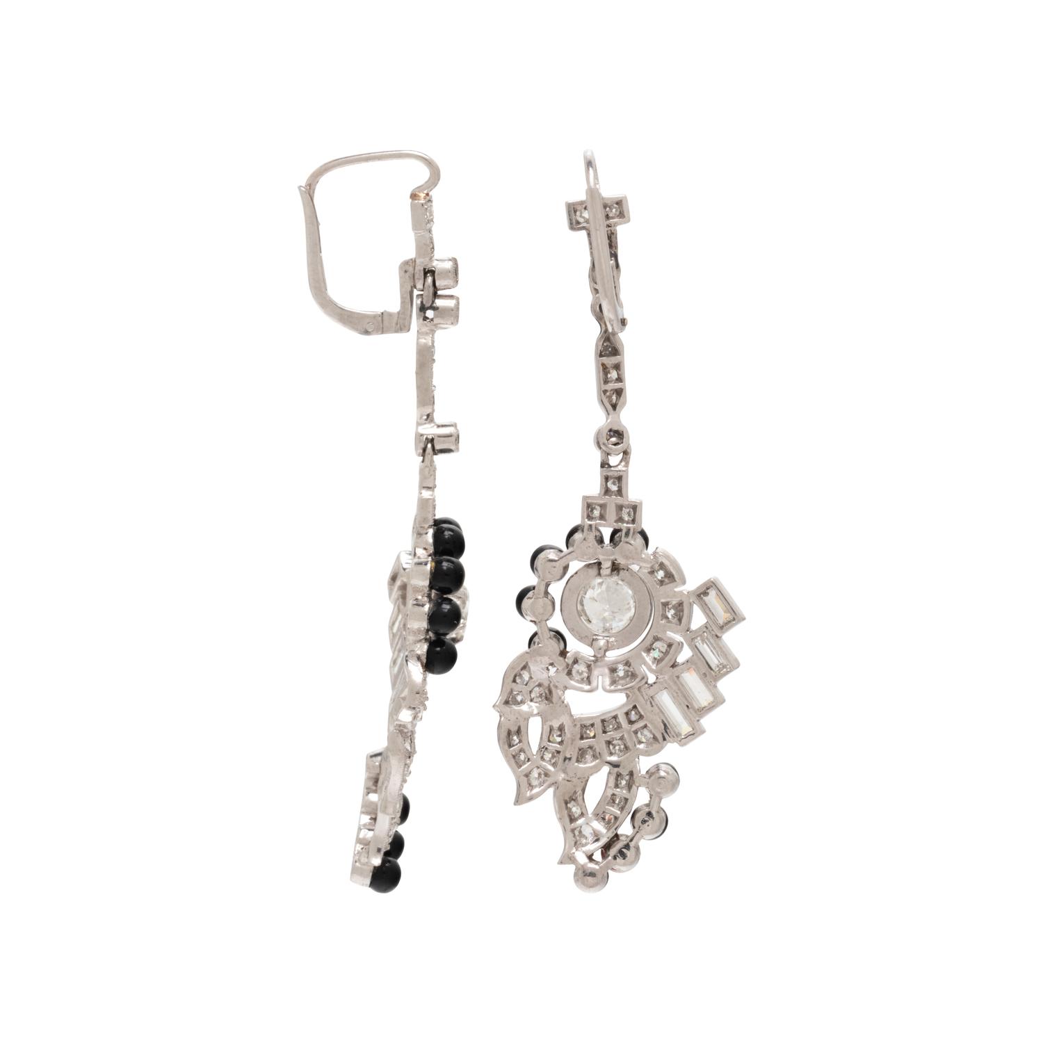 DIAMOND AND ONYX EARRINGS