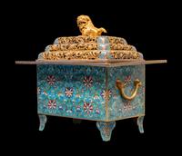 A Large Chinese Cloisonné Enamel Incense Burner and Cover