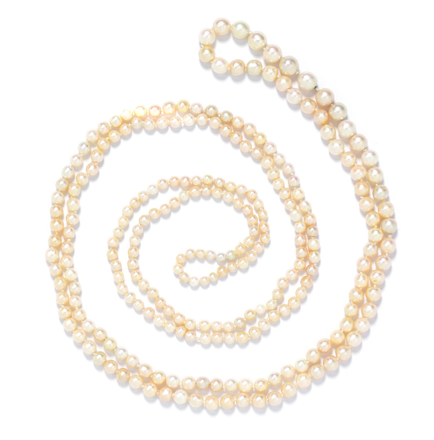 A Graduated Natural Pearl Strand Necklace,
