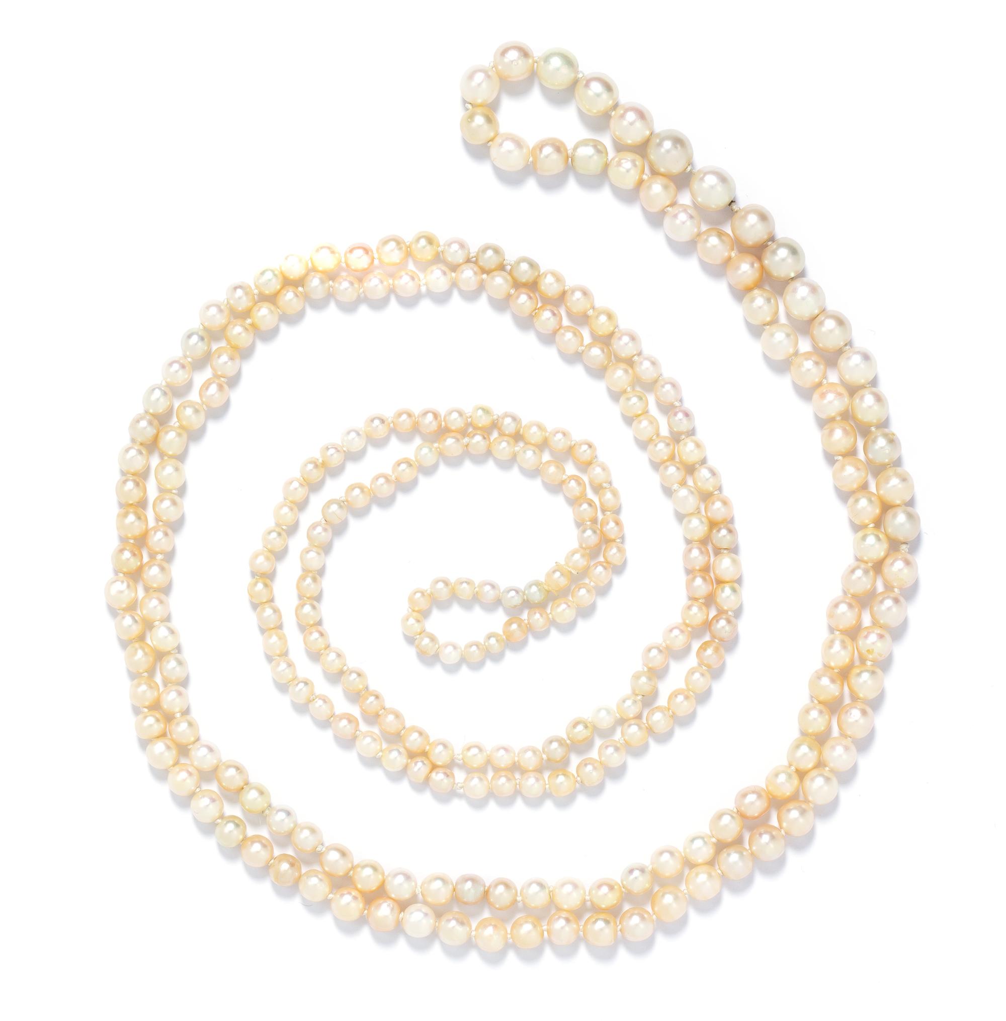 A Graduated Natural Pearl Strand Necklace,