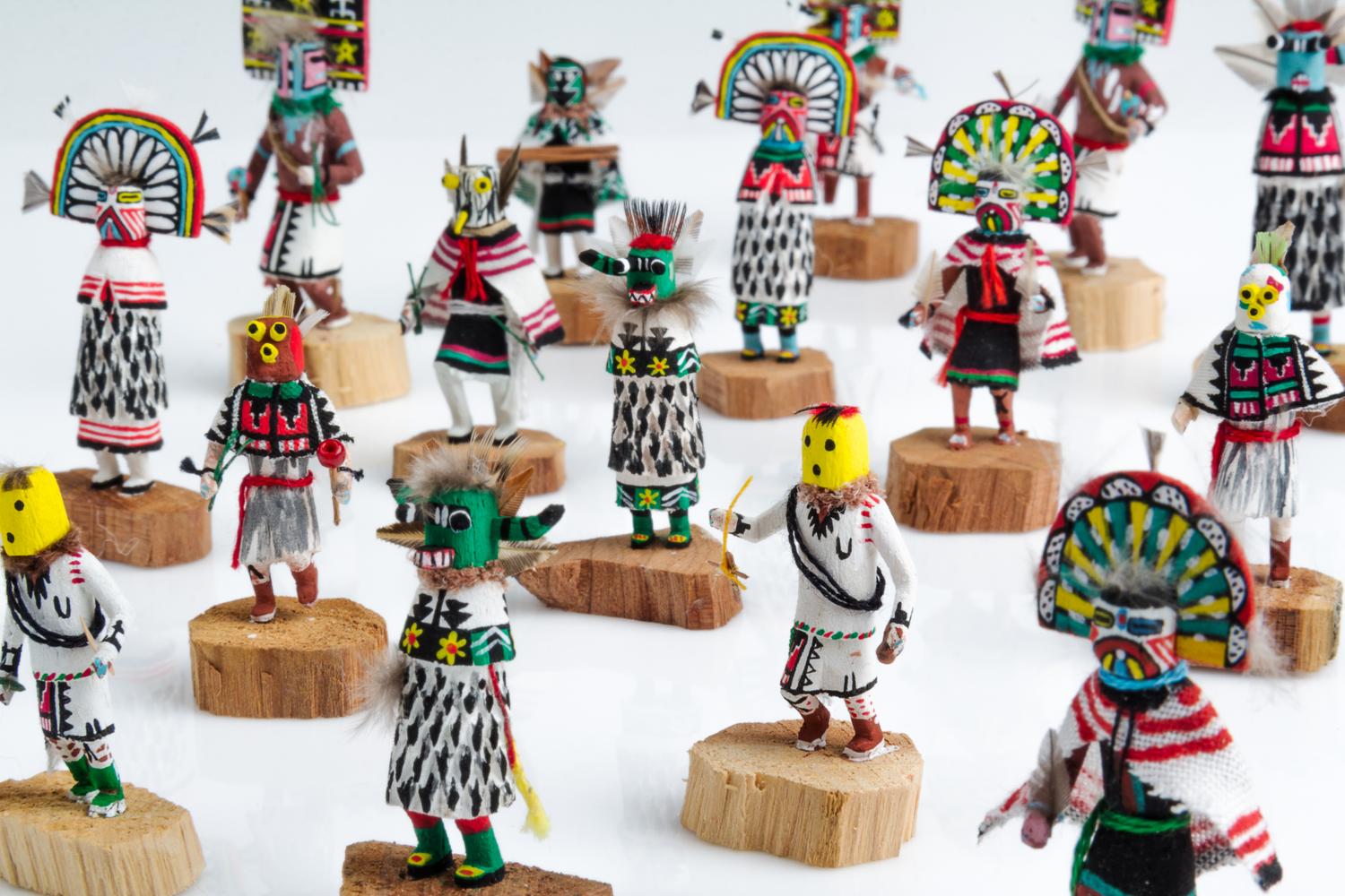 A Group of Sixteen Hopi Kachina Dolls Height of tallest 2 1/8 inches. — Bess Yanez
