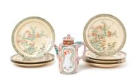 Eight Japanese Porcelain Articles Diameter of plate 7 1/2 inches.