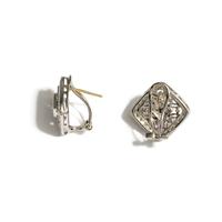WHITE GOLD AND DIAMOND EARRINGS AND LABRADORITE RING