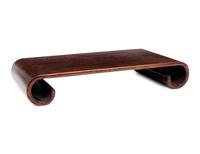 A Chinese Silver Wire Inlaid Scroll-Form Hardwood Stand
