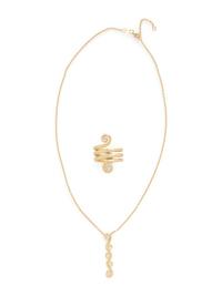 HAMMERED YELLOW GOLD AND DIAMOND DEMI PARURE