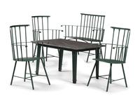 A Suite of Painted Metal Windsor Patio Furniture