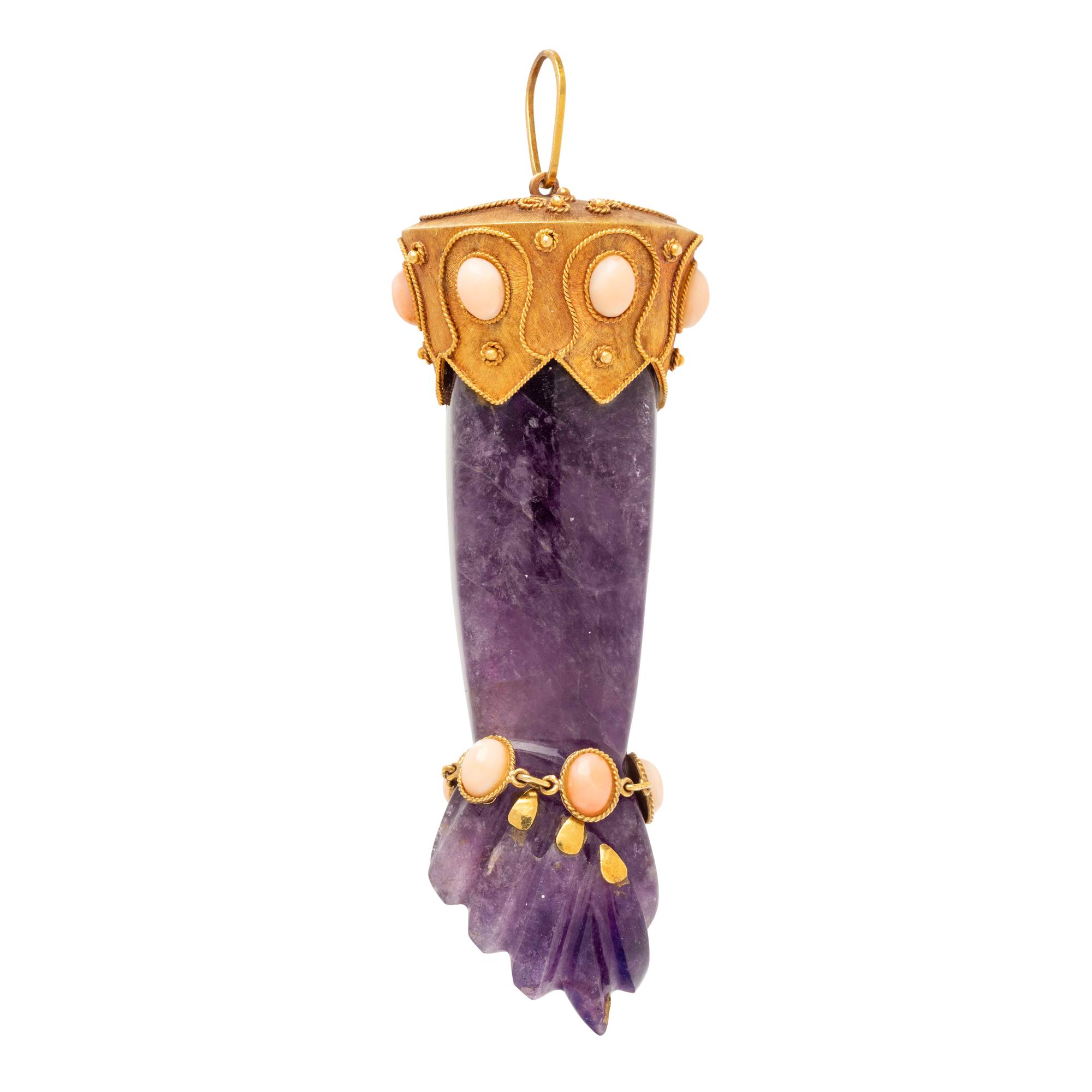 AMETHYST AND CORAL FIGA PENDANT