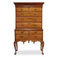 Queen Anne tiger maple high chest mid-18th century