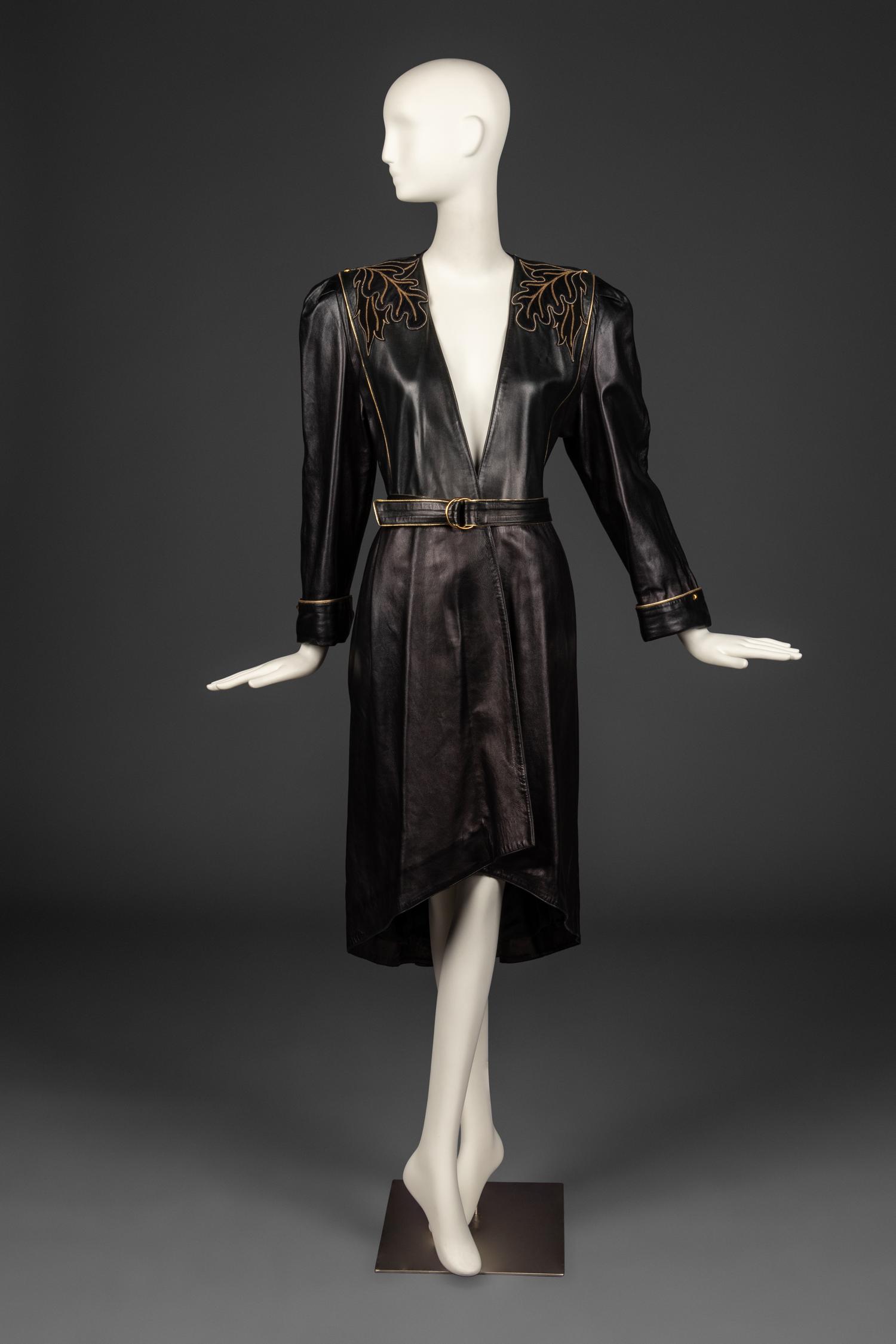 Claude Montana Embroidered Leather Coat, Fall/Winter 1984