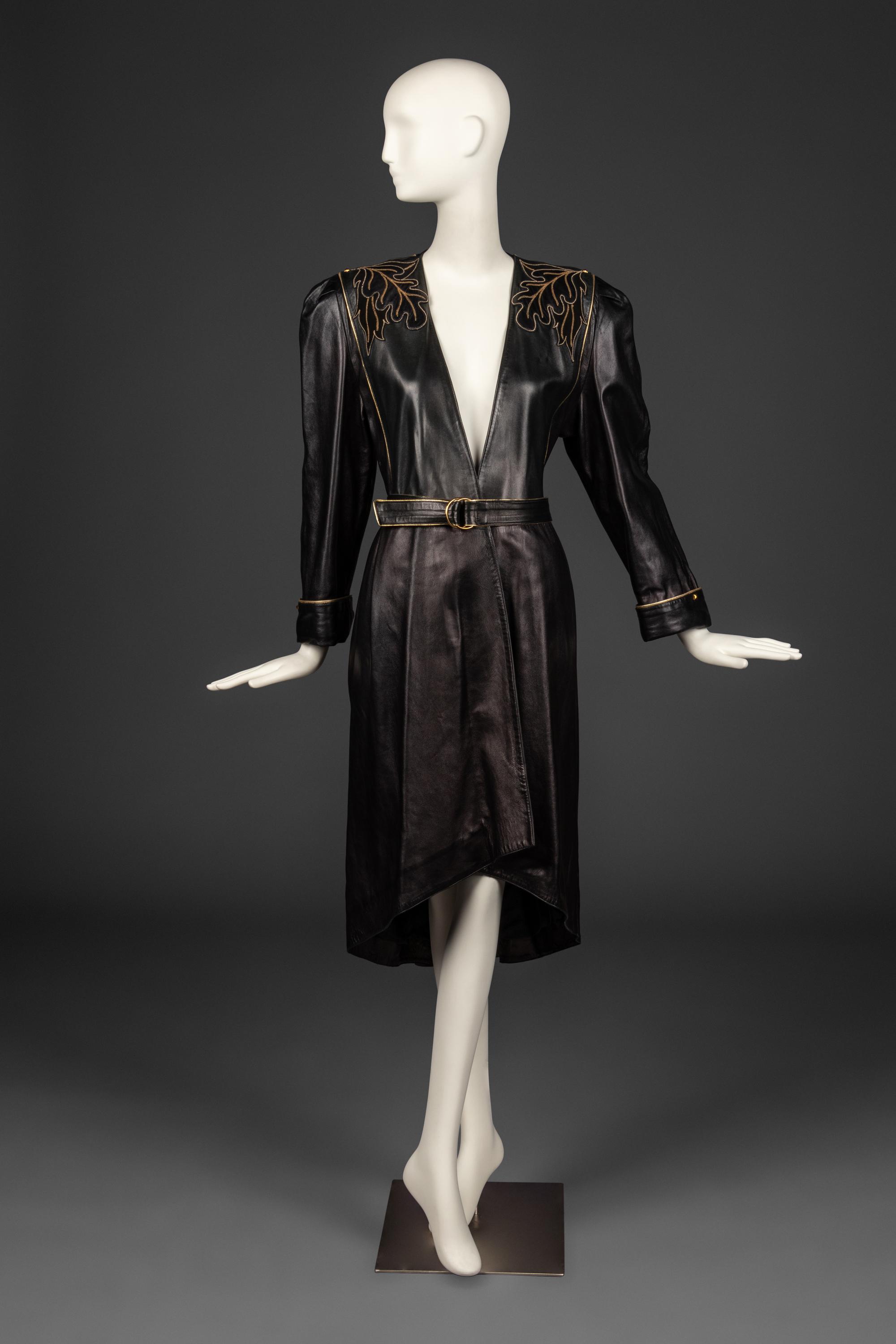 Claude Montana Embroidered Leather Coat, Fall/Winter 1984