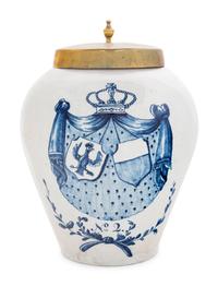 A Delft Blue and White Tobacco Jar