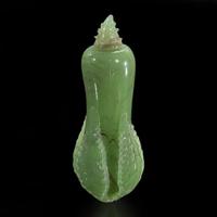 An unusual Chinese green glass “Gourd” snuff bottle 琉璃丝瓜形鼻烟壶