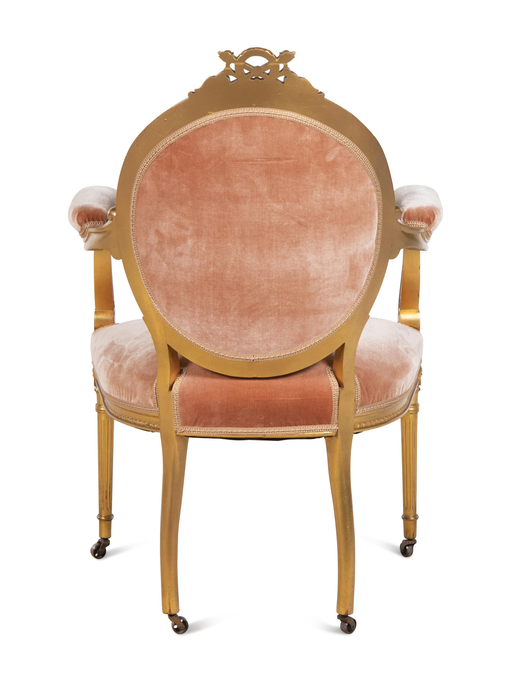 A Louis XVI Style Giltwood Fauteuil