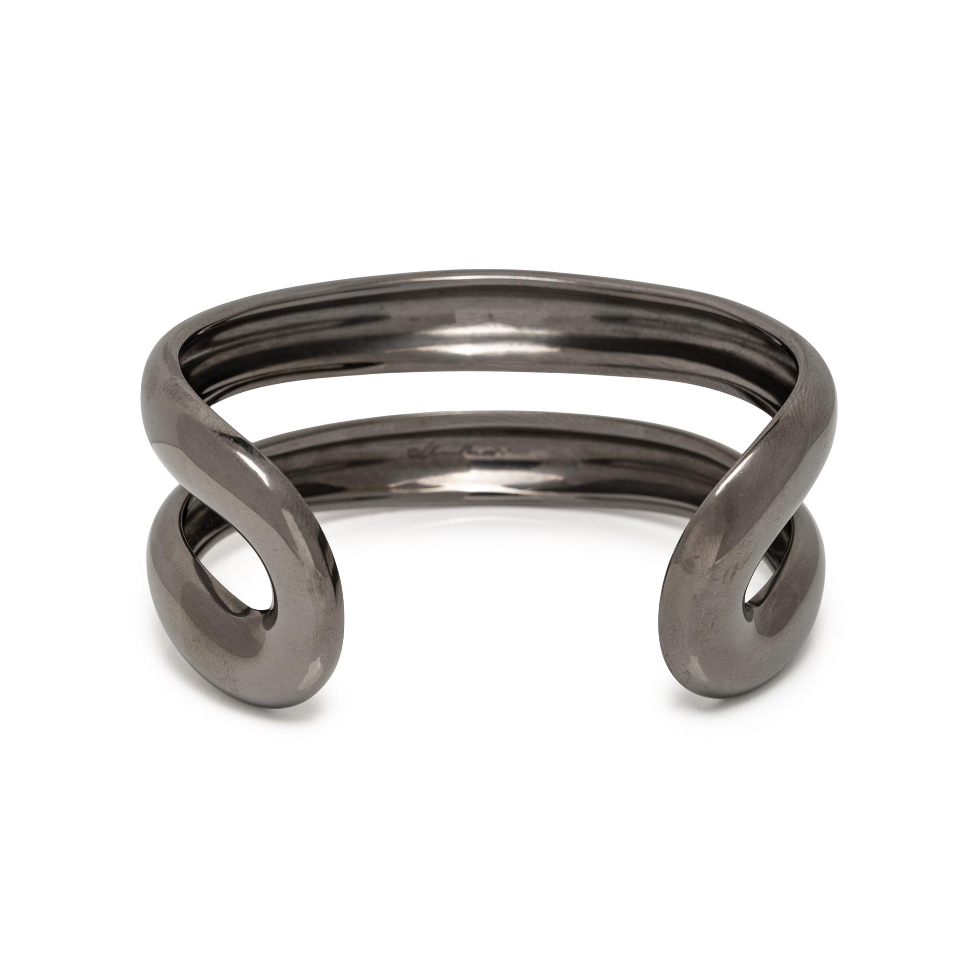TIFFANY & CO., ELSA PERETTI, RUTHENIUM OVER COPPER 'OPEN CENTER CUFF' BRACELET