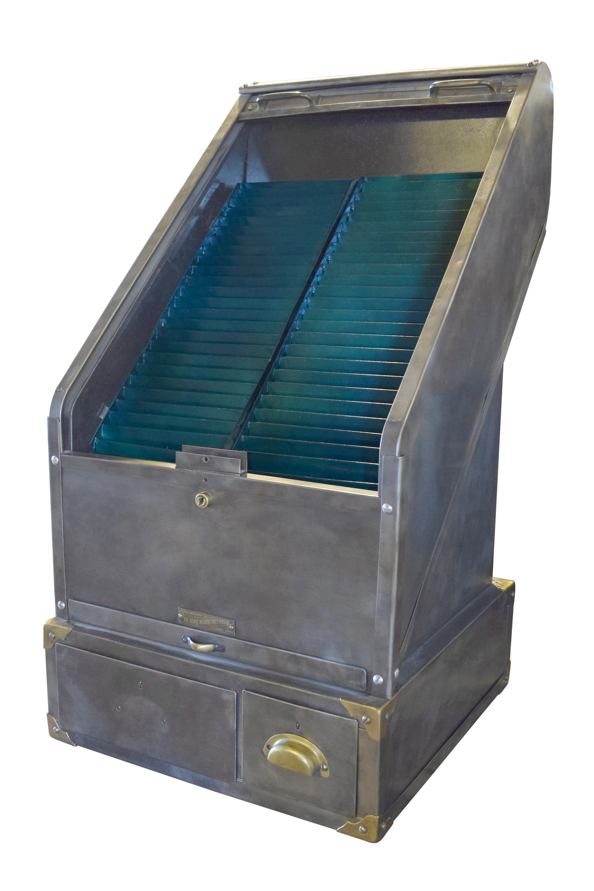 A Steel Industrial Timecard Case 18" W x 21" D x 34" H — United States, Circa 1930