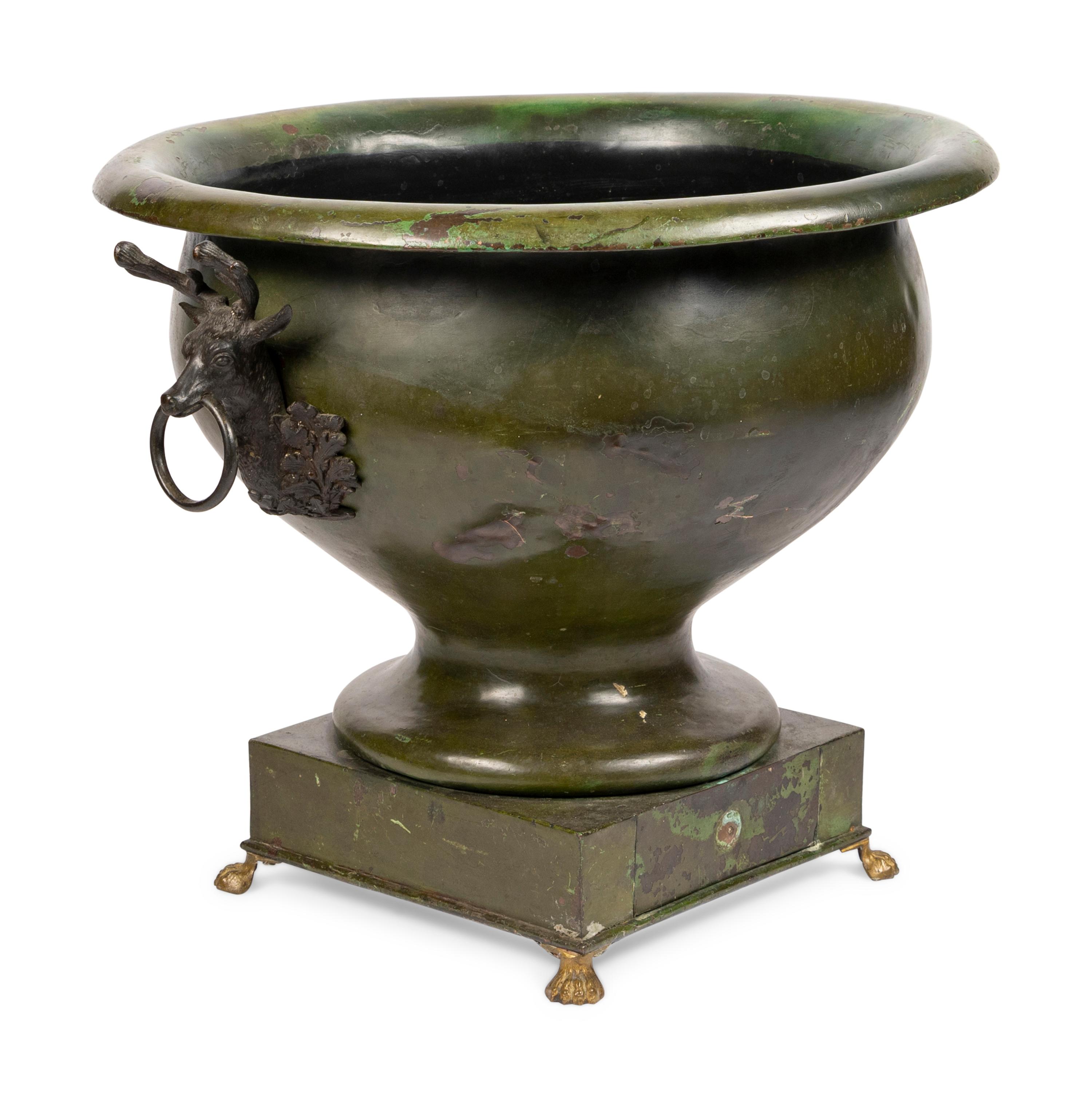 A Continental Green Tole Jardinière