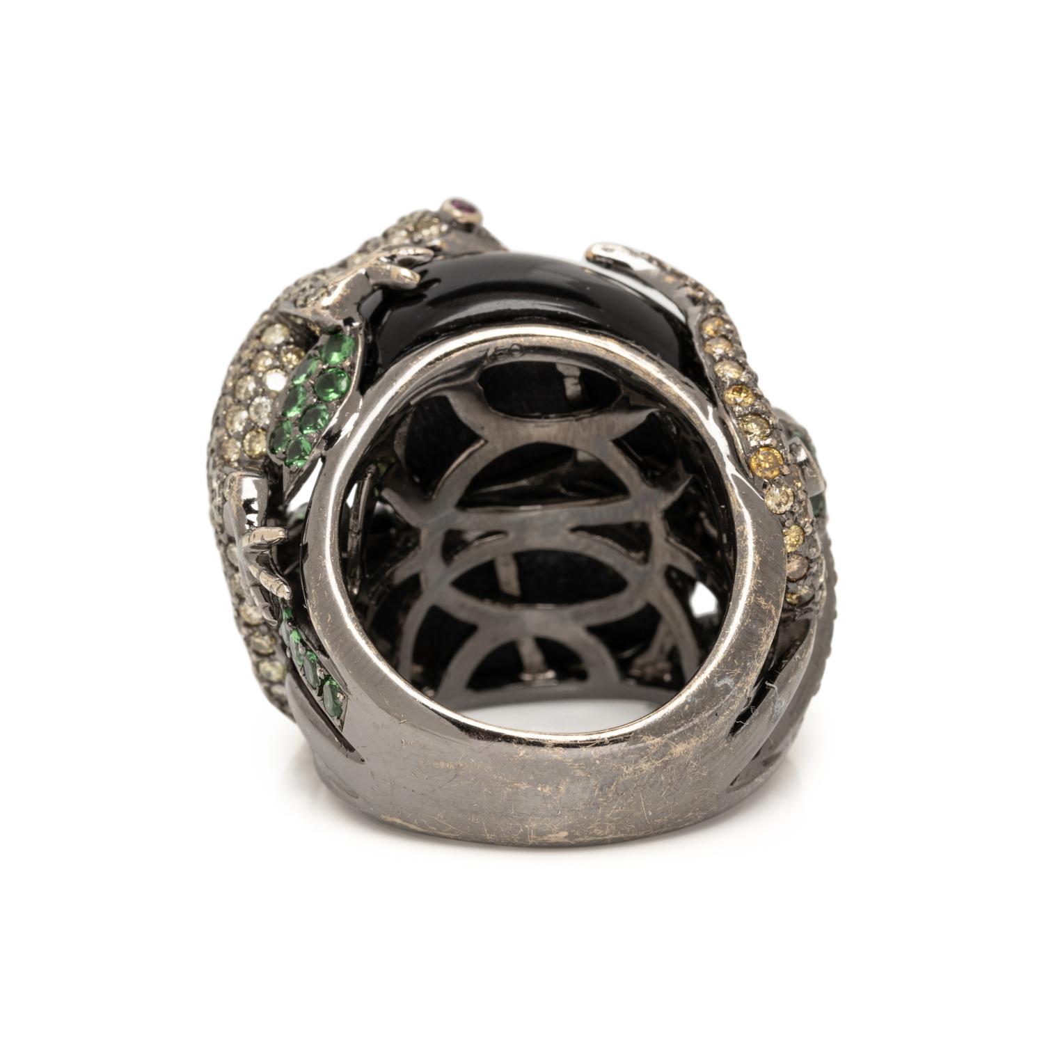 ONYX AND MULTIGEM LIZARD RING