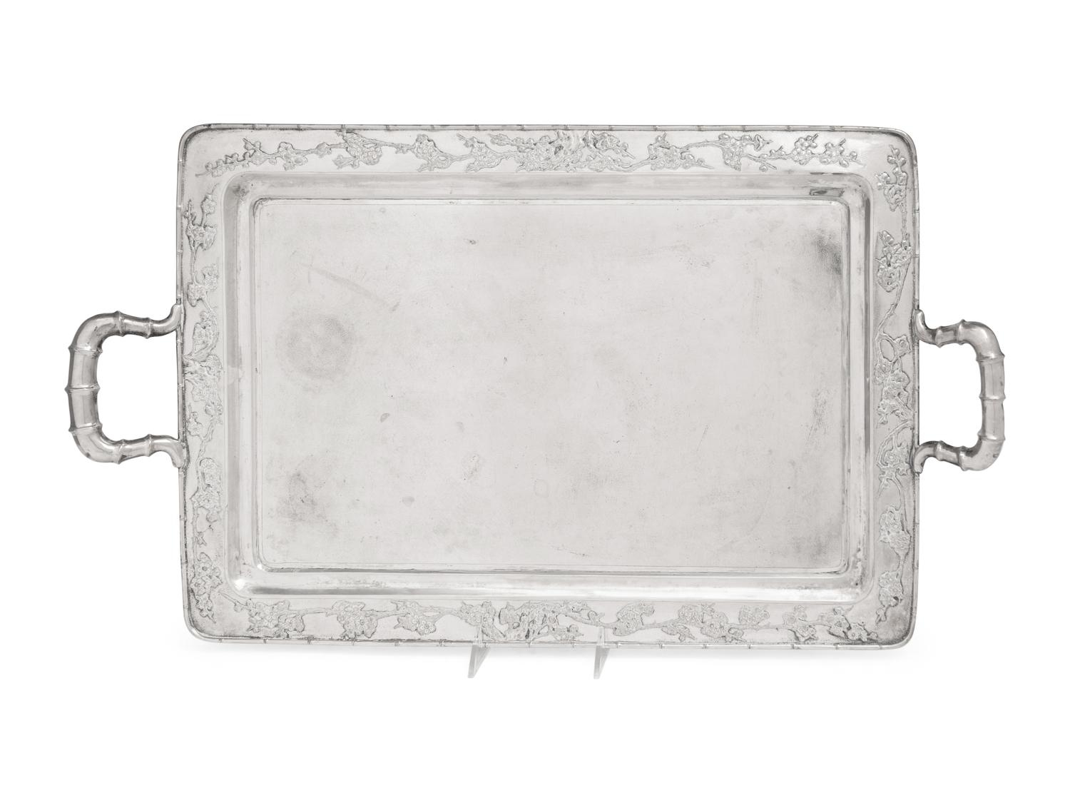 A Chinese Export Silver Serving Tray