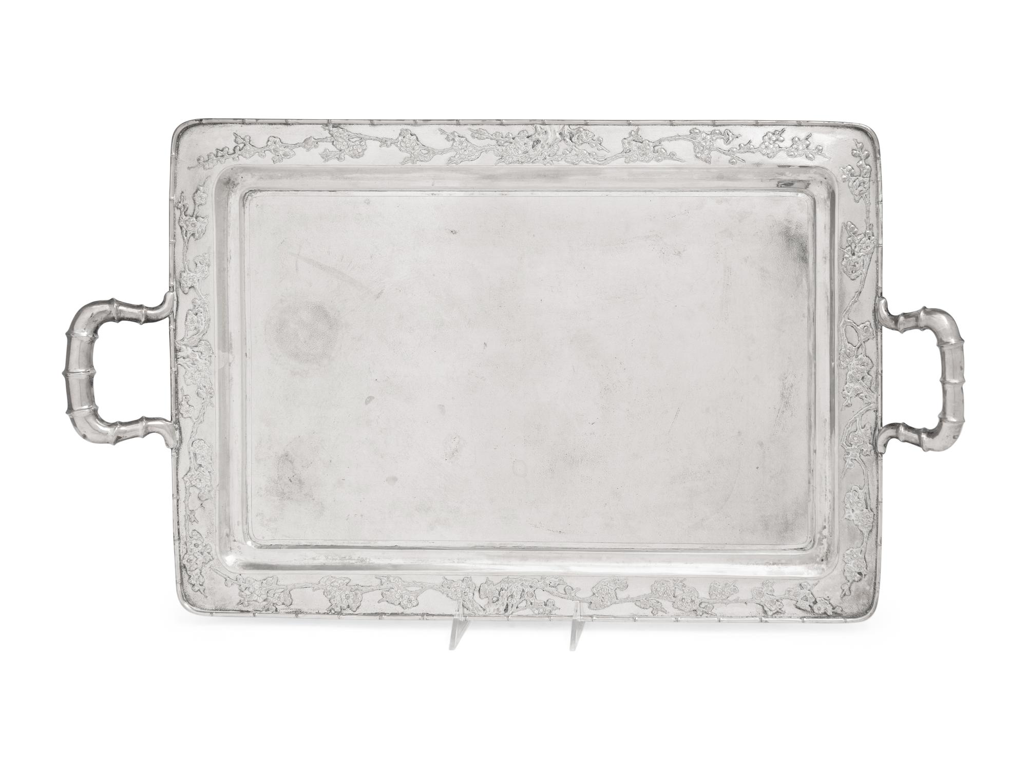 A Chinese Export Silver Serving Tray