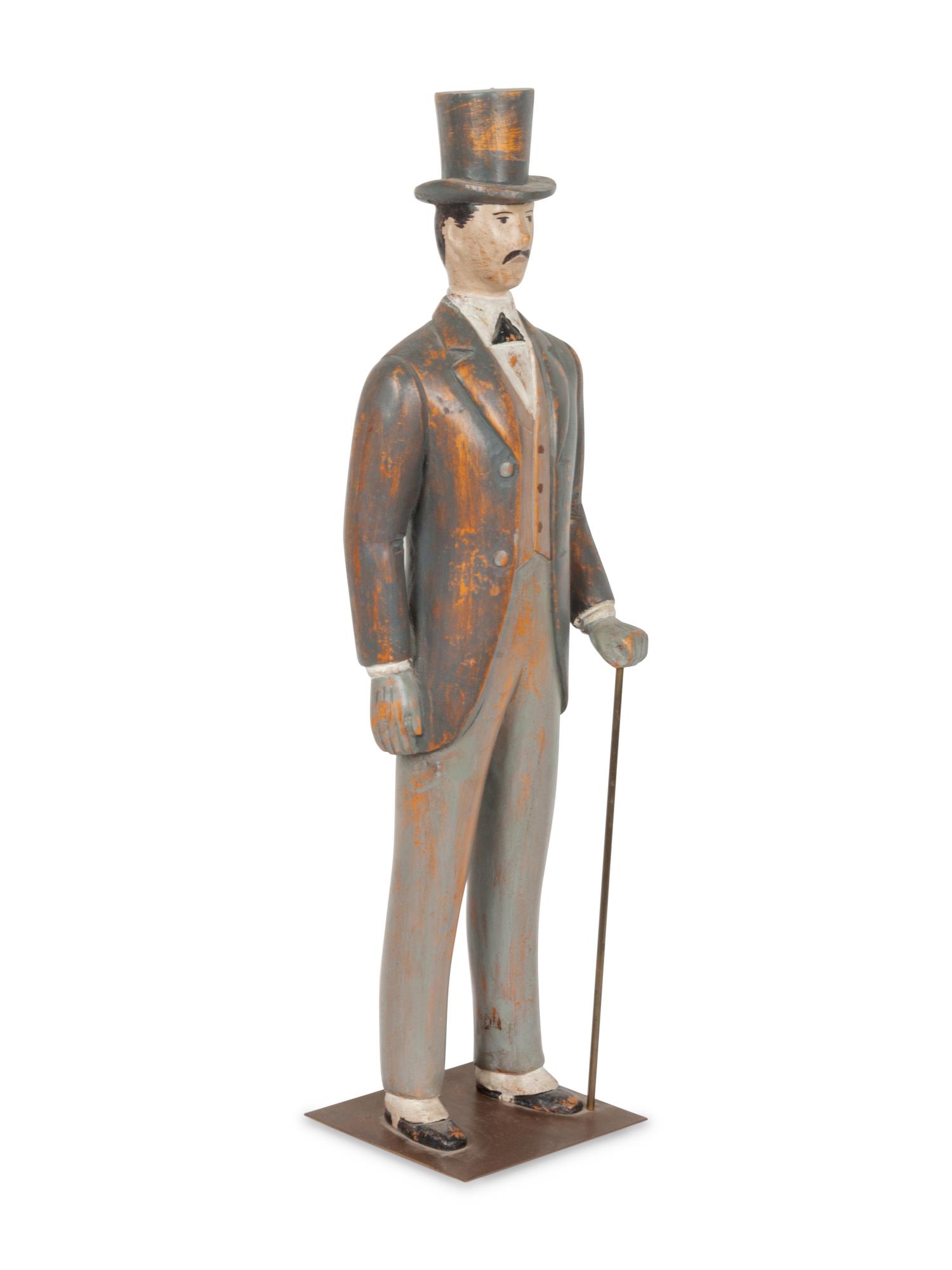 Folk Art Man With Top Hat and Cane